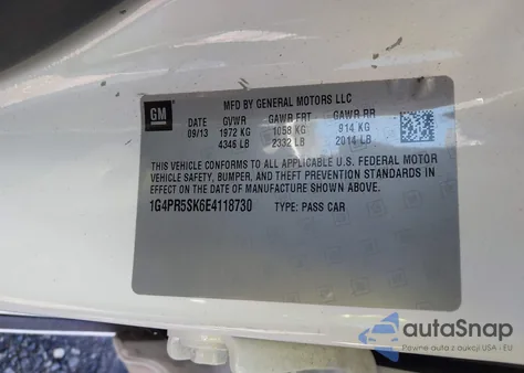 2014 Buick Verano Convenience Group z USA, uszkodzony, nr VIN 1G4PR5SK6E4118730